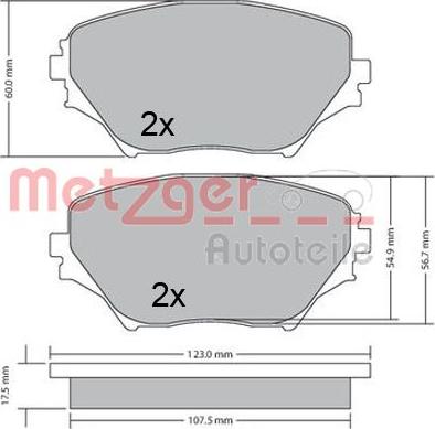 Metzger 1170418 - Тормозные колодки, дисковые, комплект autospares.lv