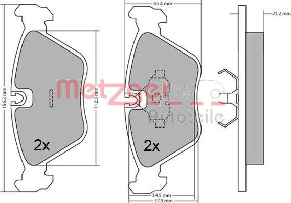 Metzger 1170489 - Тормозные колодки, дисковые, комплект autospares.lv