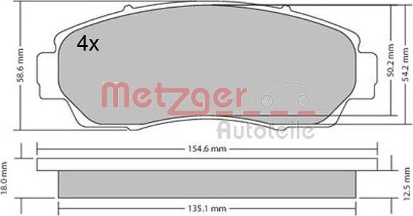 Metzger 1170482 - Тормозные колодки, дисковые, комплект autospares.lv