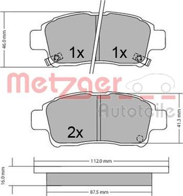 Metzger 1170436 - Тормозные колодки, дисковые, комплект autospares.lv