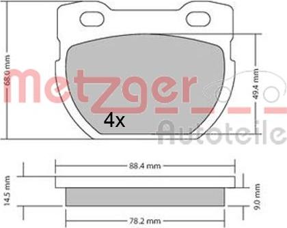 Metzger 1170432 - Тормозные колодки, дисковые, комплект autospares.lv