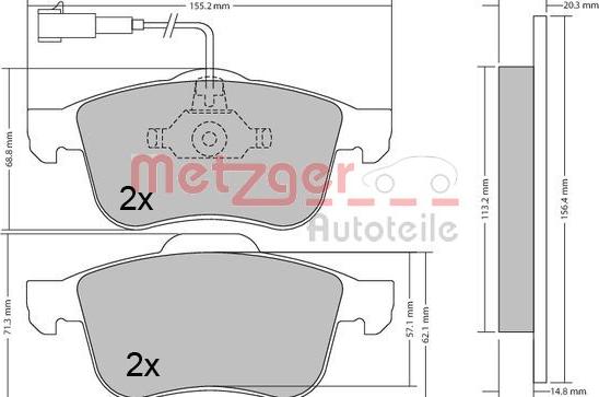 Metzger 1170424 - Тормозные колодки, дисковые, комплект autospares.lv