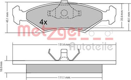 Metzger 1170426 - Тормозные колодки, дисковые, комплект autospares.lv