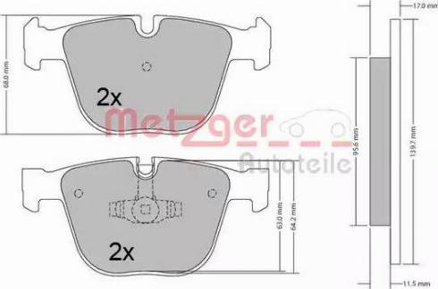 Metzger 1170421 - Тормозные колодки, дисковые, комплект autospares.lv