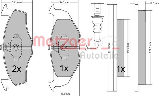 Metzger 1170479 - Тормозные колодки, дисковые, комплект autospares.lv