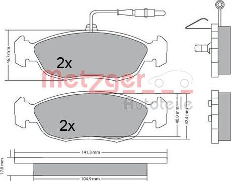 Metzger 1170476 - Тормозные колодки, дисковые, комплект autospares.lv