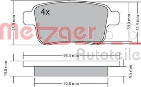 Metzger 1170471 - Тормозные колодки, дисковые, комплект autospares.lv