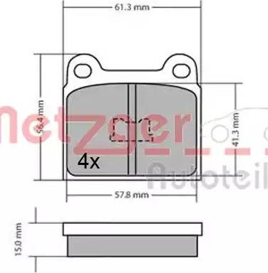 Metzger 1170472 - Тормозные колодки, дисковые, комплект autospares.lv