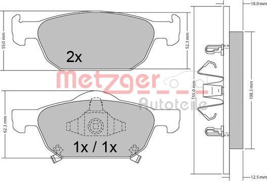 Metzger 1170594 - Тормозные колодки, дисковые, комплект autospares.lv