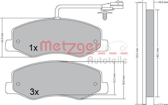 Metzger 1170595 - Тормозные колодки, дисковые, комплект autospares.lv