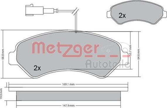 Metzger 1170591 - Тормозные колодки, дисковые, комплект autospares.lv