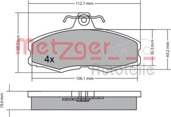 Metzger 1170598 - Тормозные колодки, дисковые, комплект autospares.lv