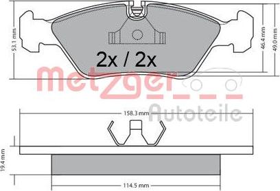 Metzger 1170597 - Тормозные колодки, дисковые, комплект autospares.lv