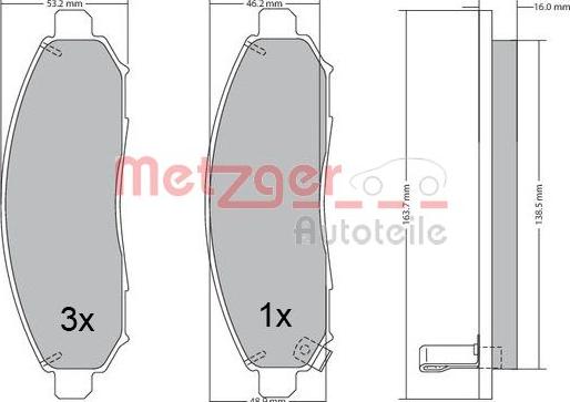 Metzger 1170541 - Тормозные колодки, дисковые, комплект autospares.lv