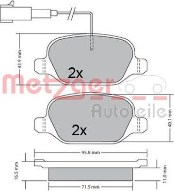 Metzger 1170555 - Тормозные колодки, дисковые, комплект autospares.lv