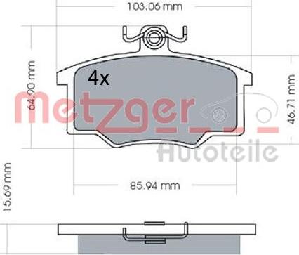 Metzger 1170566 - Тормозные колодки, дисковые, комплект autospares.lv