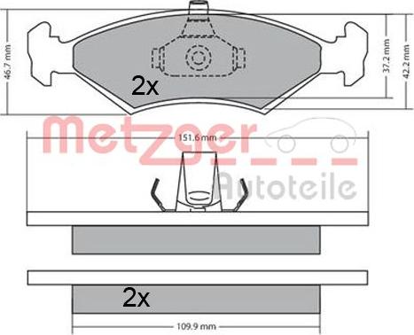 Metzger 1170568 - Тормозные колодки, дисковые, комплект autospares.lv