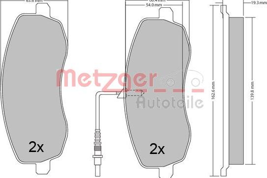 Metzger 1170563 - Тормозные колодки, дисковые, комплект autospares.lv