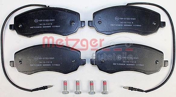 Metzger 1170563 - Тормозные колодки, дисковые, комплект autospares.lv