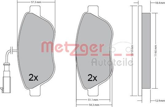 Metzger 1170504 - Тормозные колодки, дисковые, комплект autospares.lv