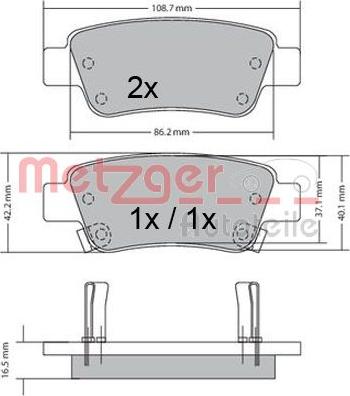 Metzger 1170508 - Тормозные колодки, дисковые, комплект autospares.lv