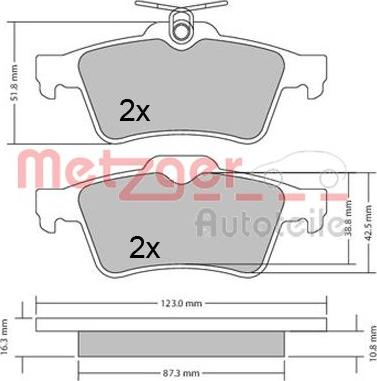 Metzger 1170503 - Тормозные колодки, дисковые, комплект autospares.lv