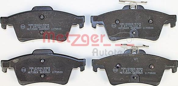 Metzger 1170503 - Тормозные колодки, дисковые, комплект autospares.lv