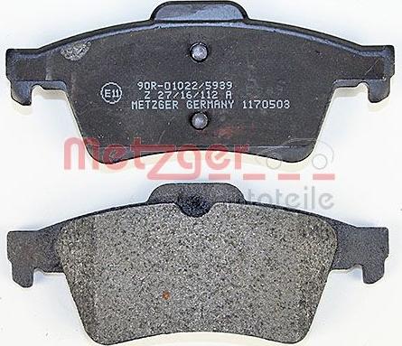 Metzger 1170503 - Тормозные колодки, дисковые, комплект autospares.lv