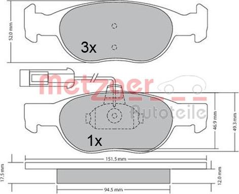 Metzger 1170517 - Тормозные колодки, дисковые, комплект autospares.lv