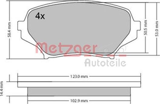 Metzger 1170589 - Тормозные колодки, дисковые, комплект autospares.lv