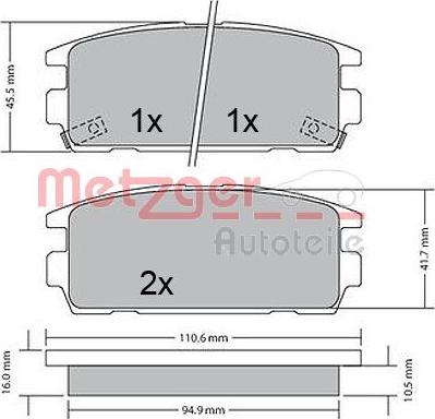 Metzger 1170585 - Тормозные колодки, дисковые, комплект autospares.lv