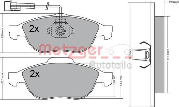 Metzger 1170582 - Тормозные колодки, дисковые, комплект autospares.lv