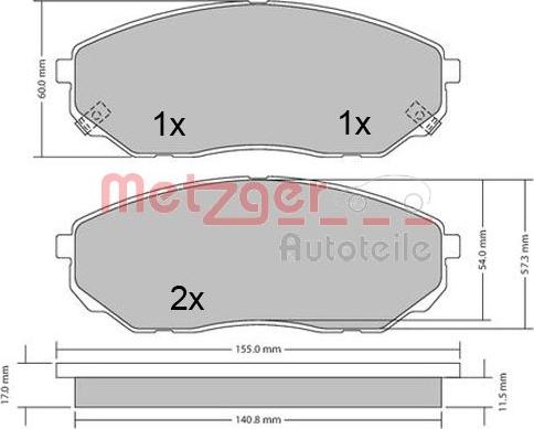 Metzger 1170539 - Тормозные колодки, дисковые, комплект autospares.lv