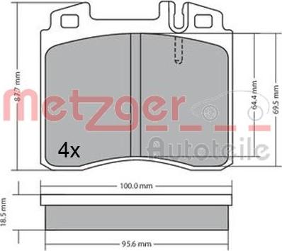 Metzger 1170530 - Тормозные колодки, дисковые, комплект autospares.lv