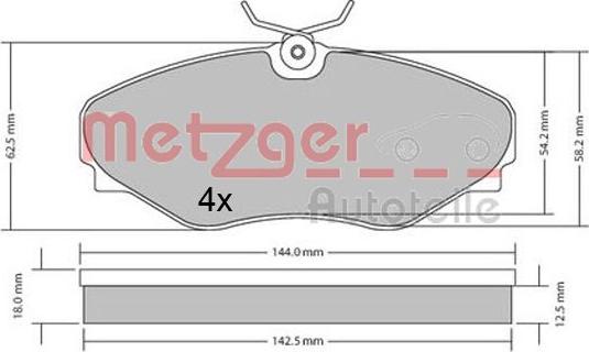 Metzger 1170537 - Тормозные колодки, дисковые, комплект autospares.lv