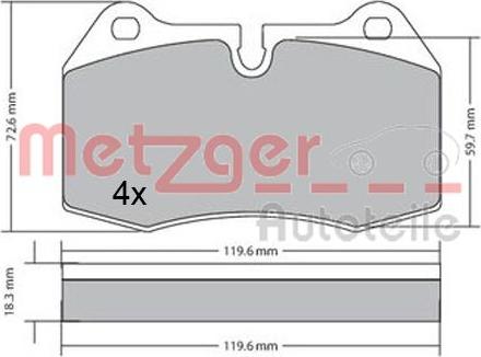 Metzger 1170577 - Тормозные колодки, дисковые, комплект autospares.lv