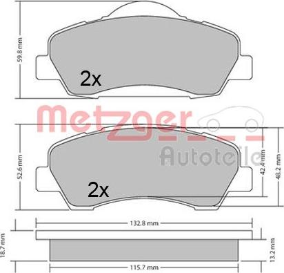 Metzger 1170690 - Тормозные колодки, дисковые, комплект autospares.lv