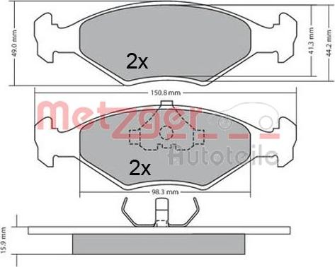 Metzger 1170645 - Тормозные колодки, дисковые, комплект autospares.lv