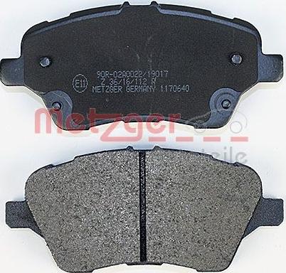 Metzger 1170640 - Тормозные колодки, дисковые, комплект autospares.lv