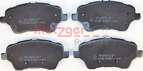 Metzger 1170640 - Тормозные колодки, дисковые, комплект autospares.lv