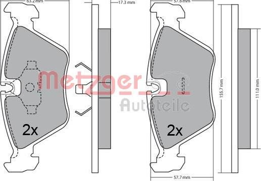 Metzger 1170643 - Тормозные колодки, дисковые, комплект autospares.lv