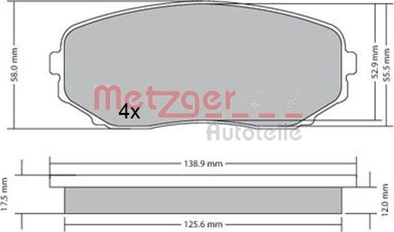 Metzger 1170654 - Тормозные колодки, дисковые, комплект autospares.lv