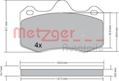 Metzger 1170656 - Тормозные колодки, дисковые, комплект autospares.lv