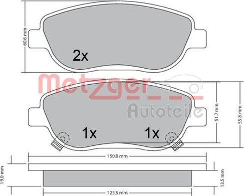 Metzger 1170658 - Тормозные колодки, дисковые, комплект autospares.lv