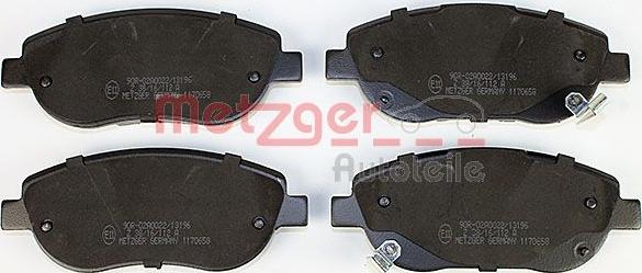 Metzger 1170658 - Тормозные колодки, дисковые, комплект autospares.lv