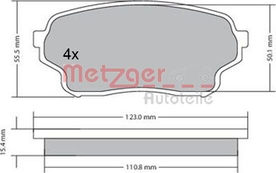 Metzger 1170669 - Тормозные колодки, дисковые, комплект autospares.lv