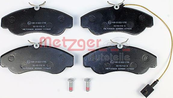 Metzger 1170665 - Тормозные колодки, дисковые, комплект autospares.lv