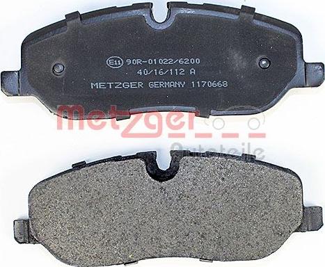 Metzger 1170668 - Тормозные колодки, дисковые, комплект autospares.lv