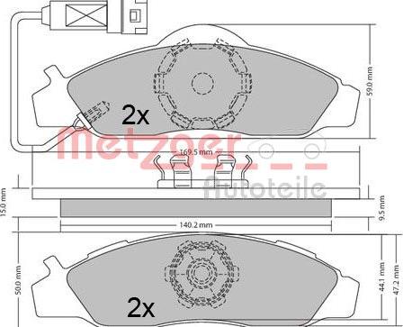 Metzger 1170667 - Тормозные колодки, дисковые, комплект autospares.lv