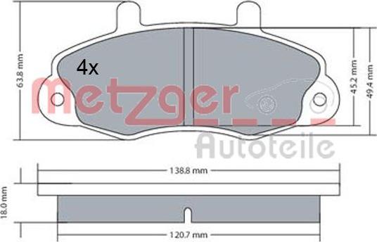 Metzger 1170604 - Тормозные колодки, дисковые, комплект autospares.lv